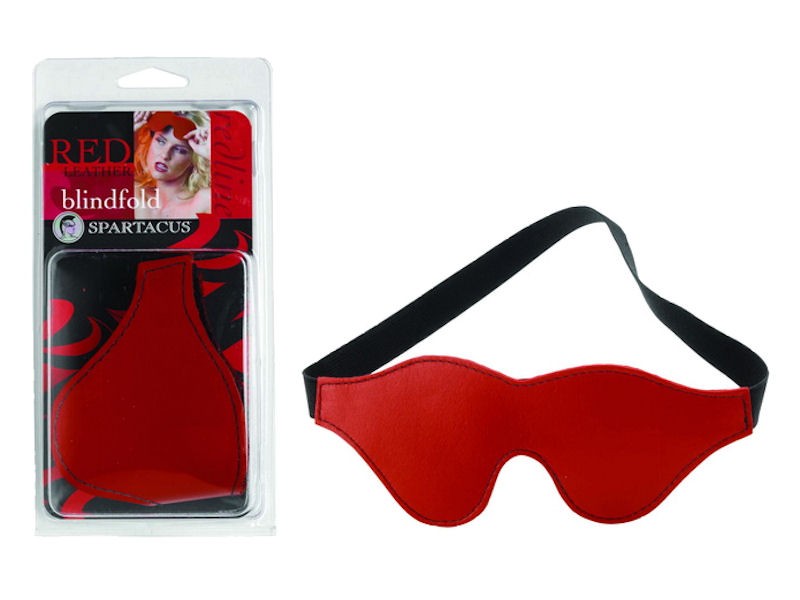 Redline Blindfold - Classic Cut - Red Leather, Black Fur