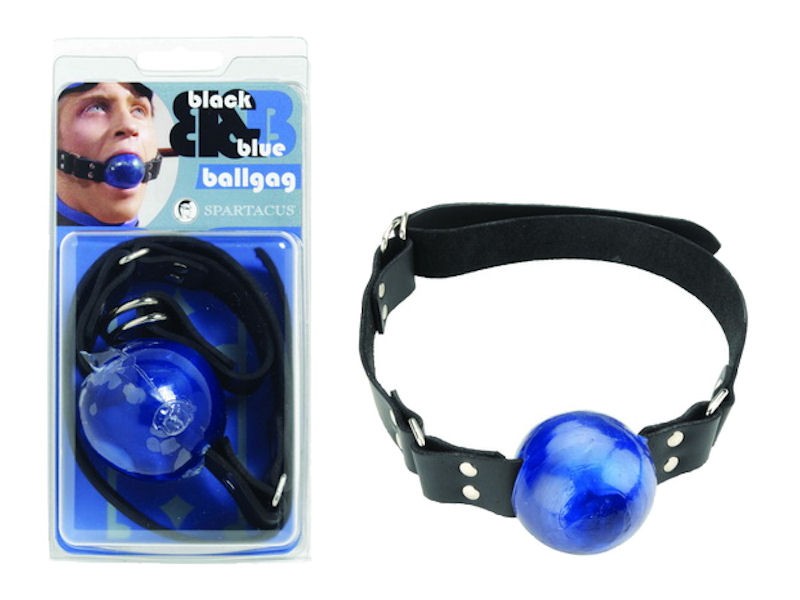 Black & Blue Gag - Large Ball - D Ring - Blue Ball