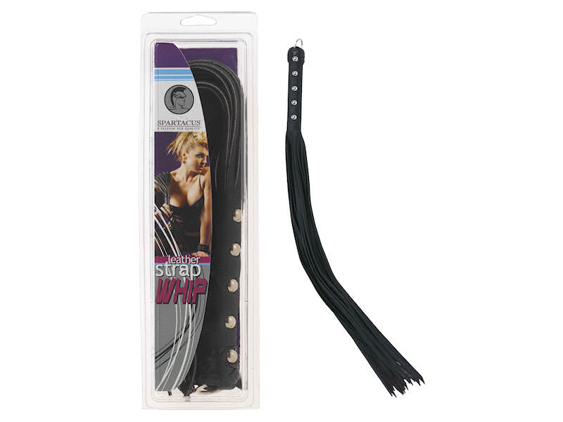 30 in Strap Whip - Black Leather