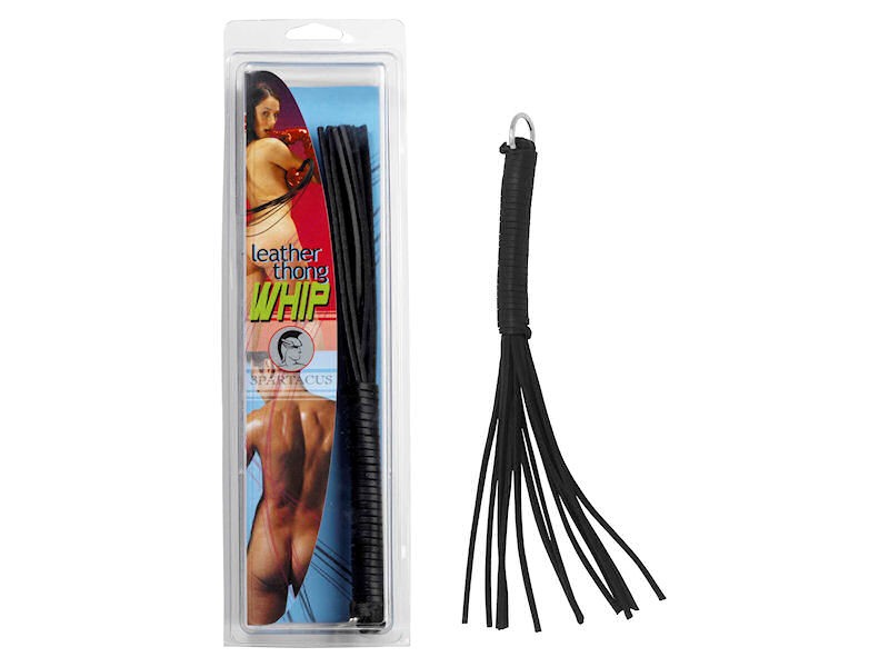 10 in Thong Whip - Black Leather