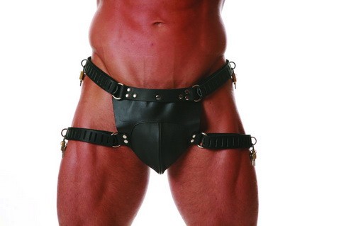 Male Chastity Belt - Leg Straps - Five Locks