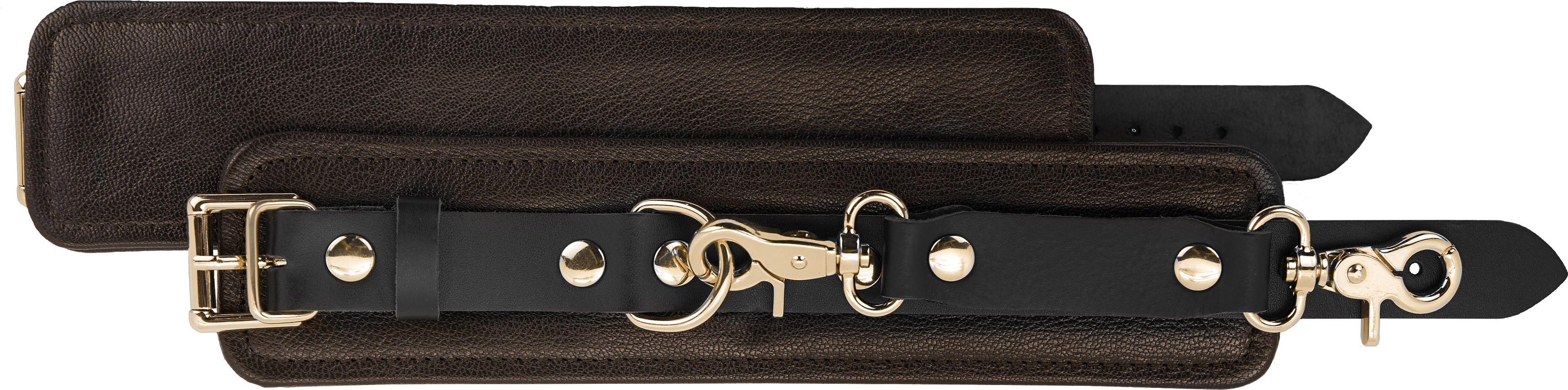 Wrist Restraints-Brown Leather with Gold Accent hardware