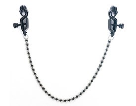 OPEN WIDE BLACK CLAMPS WITH BEADED CHAIN