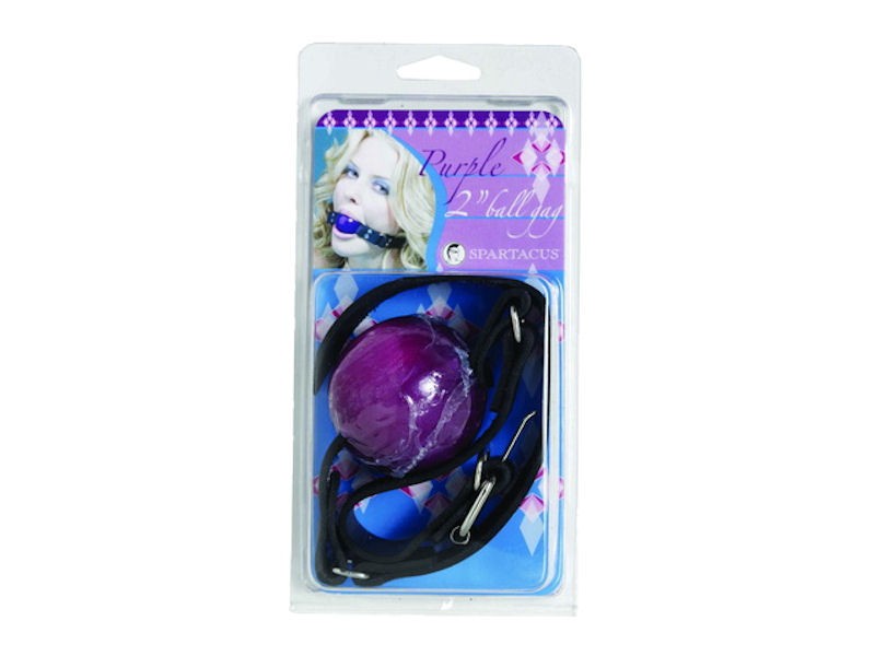 Purple Fur Line Gag - Large Ball - Buckle - Purple Ball