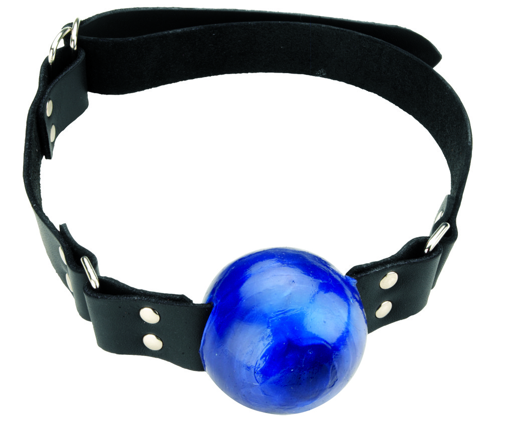 Black & Blue Gag - Large Ball - D Ring - Blue Ball