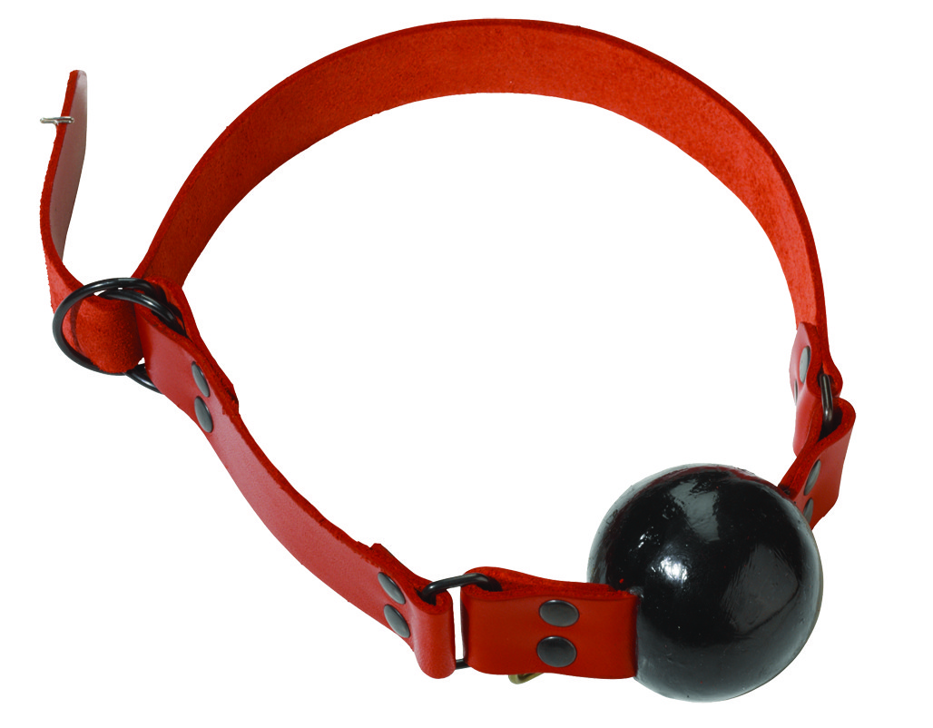 Redline Gag - Large Ball - D Ring - Red Strap, Black Ball