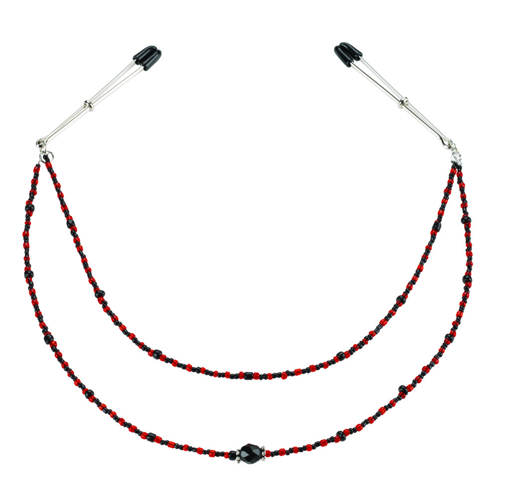Double Strand Deluxe Beaded Clamps - Red