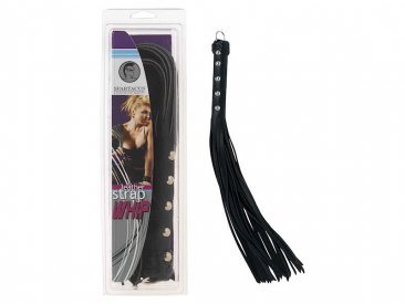 20 in Strap Whip - Black Leather