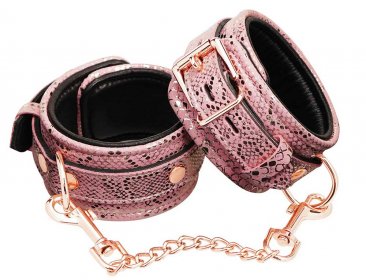 PINK SNAKE PRINT MICROFIBER WRIST RESTRAINTS