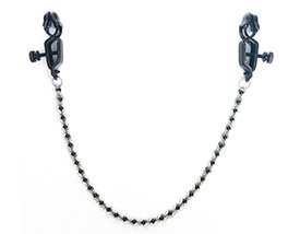 OPEN WIDE BLACK CLAMPS WITH BEADED CHAIN