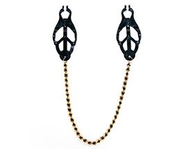 BLACK BUTTERFLY CLAMP WITH BEADED CHAIN